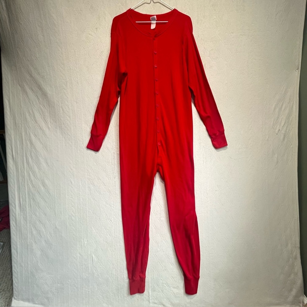 Morgan Mills Long Handles Classic Red Union Suit, long Johns base layer size XL